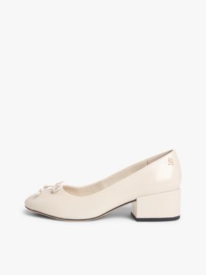 beige leather mary jane block heels for women tommy hilfiger