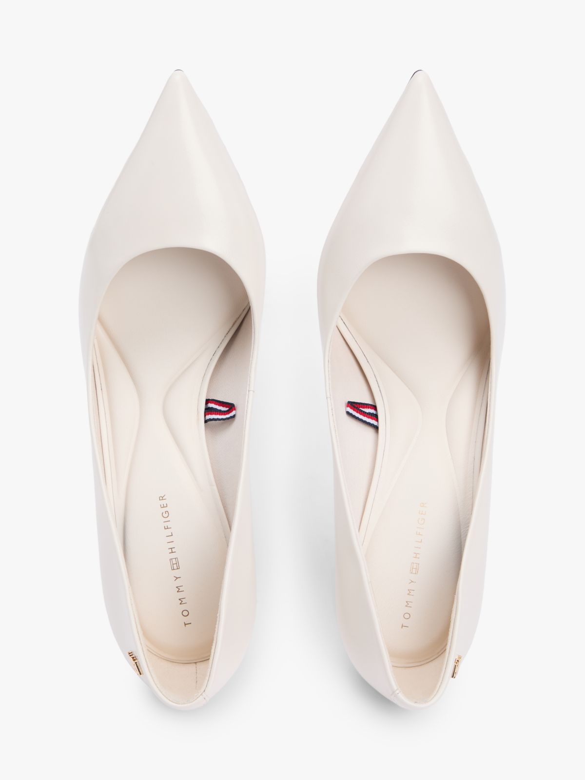 Leather Pointed Toe Stiletto Heels — Beige