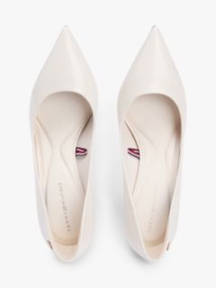 Leather Pointed Toe Stiletto Heels — Beige 3