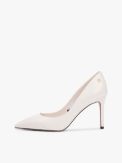 Leather Pointed Toe Stiletto Heels — Beige 7