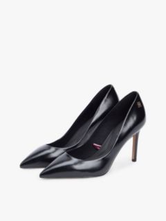Leather Pointed Toe Stiletto Heels — Black 2