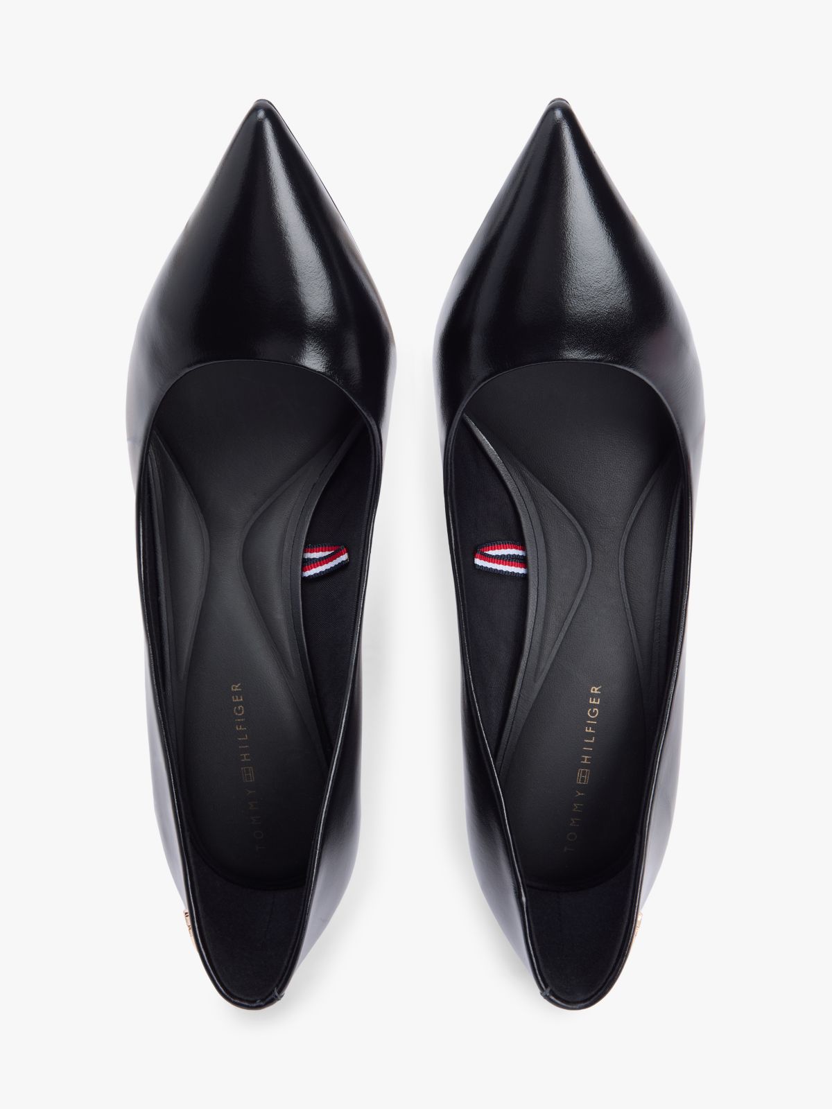 Leather Pointed Toe Stiletto Heels — Black