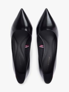 Leather Pointed Toe Stiletto Heels — Black 3