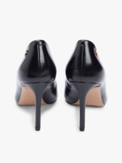 Leather Pointed Toe Stiletto Heels — Black 4