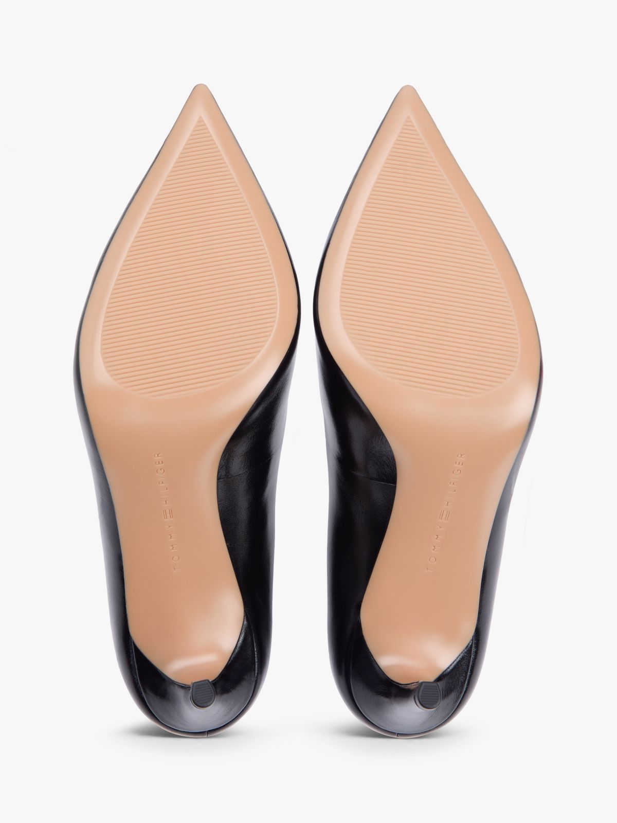 Leather Pointed Toe Stiletto Heels — Black
