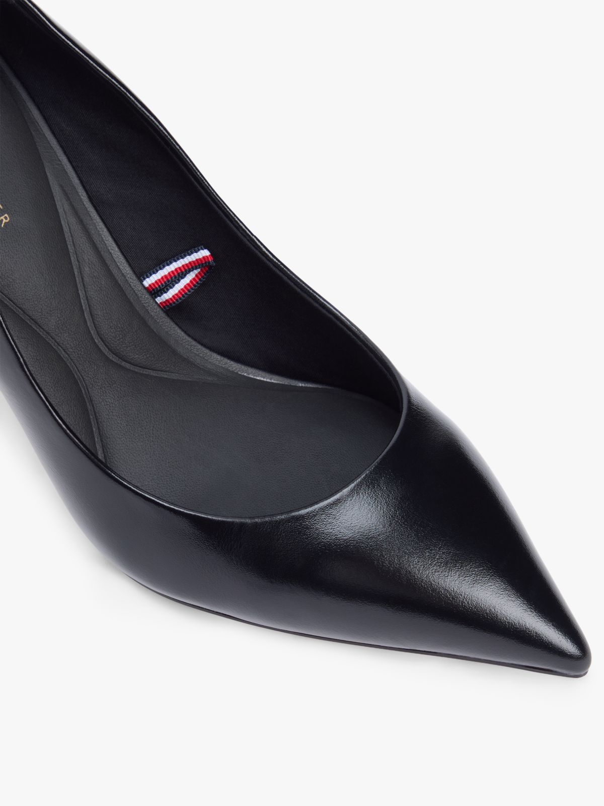 Leather Pointed Toe Stiletto Heels — Black