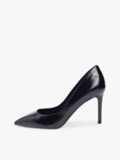 Leather Pointed Toe Stiletto Heels — Black 7