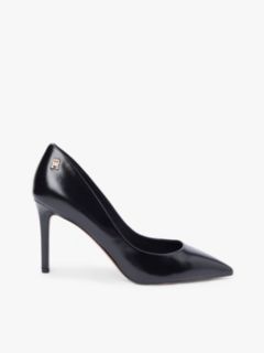 Leather Pointed Toe Stiletto Heels — Black 1