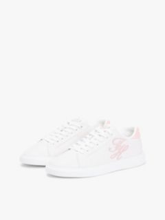 Hilfiger Icon Leather Logo Embroidery Court Trainers — White 2