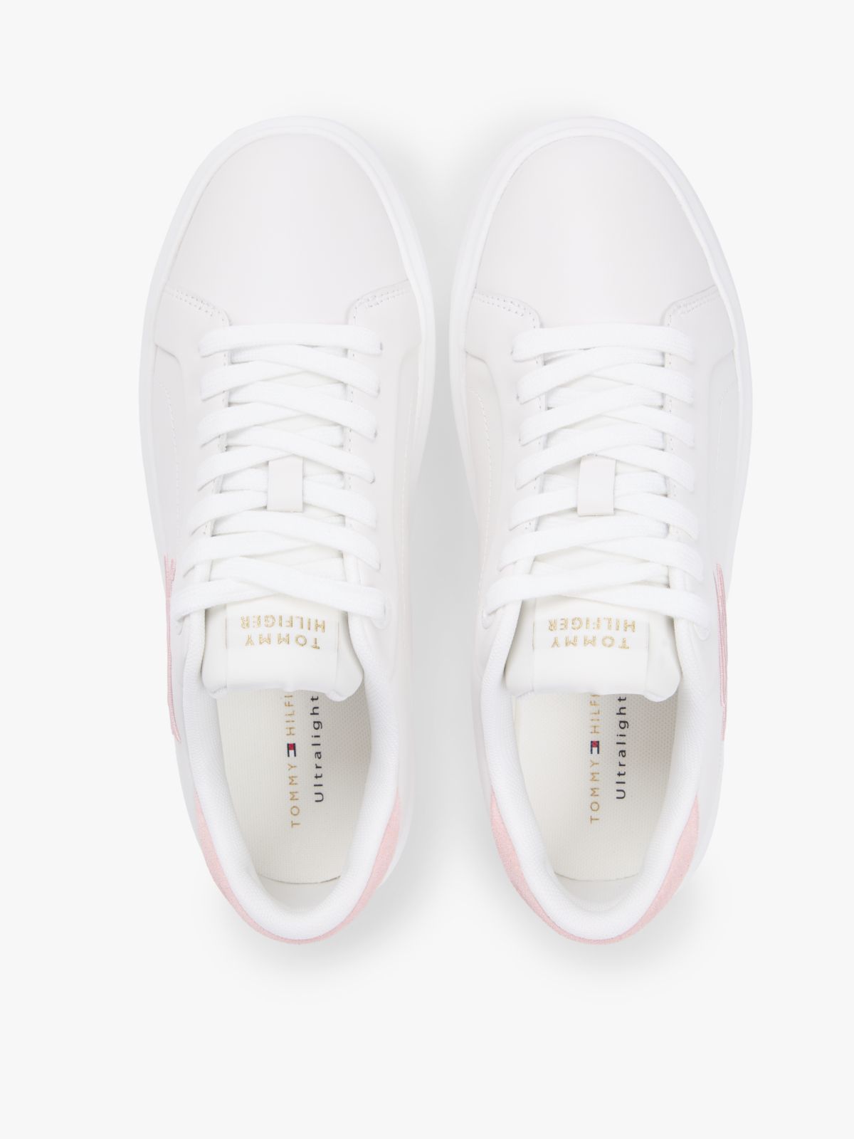 Hilfiger Icon Leather Logo Embroidery Court Trainers — White