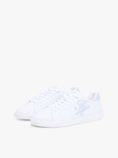 Hilfiger Icon Leather Logo Embroidery Court Trainers — Beige 2