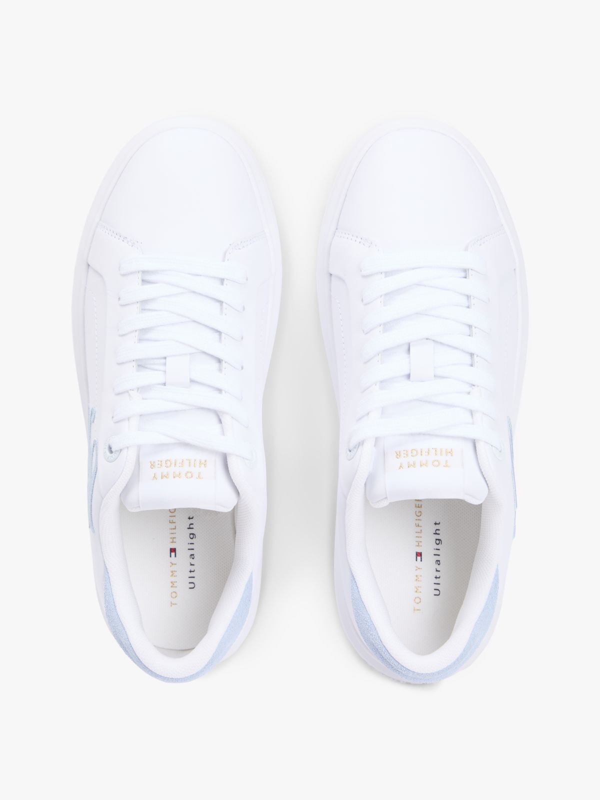 Hilfiger Icon Leather Logo Embroidery Court Trainers — Beige