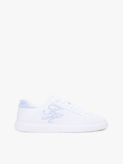 Hilfiger Icon Leather Logo Embroidery Court Trainers — Beige 1