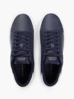 Hilfiger Icon Leather Logo Embroidery Court Trainers — Blue 3