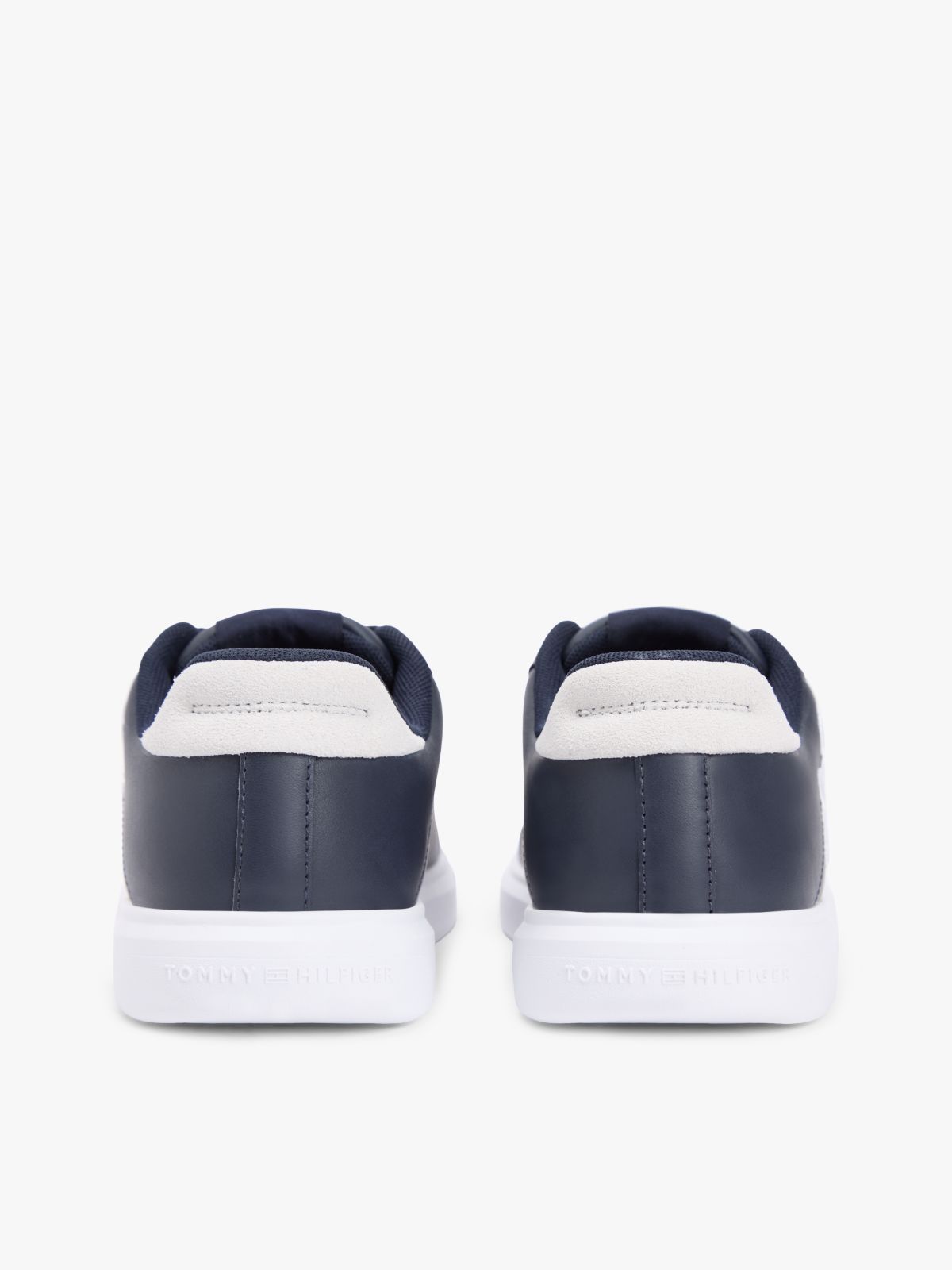 Hilfiger Icon Leather Logo Embroidery Court Trainers — Blue