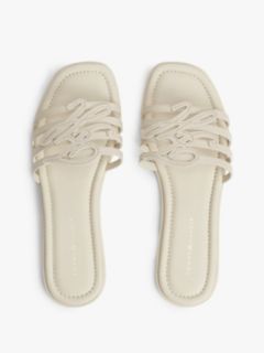 Logo Strap Leather Mules — Beige 3