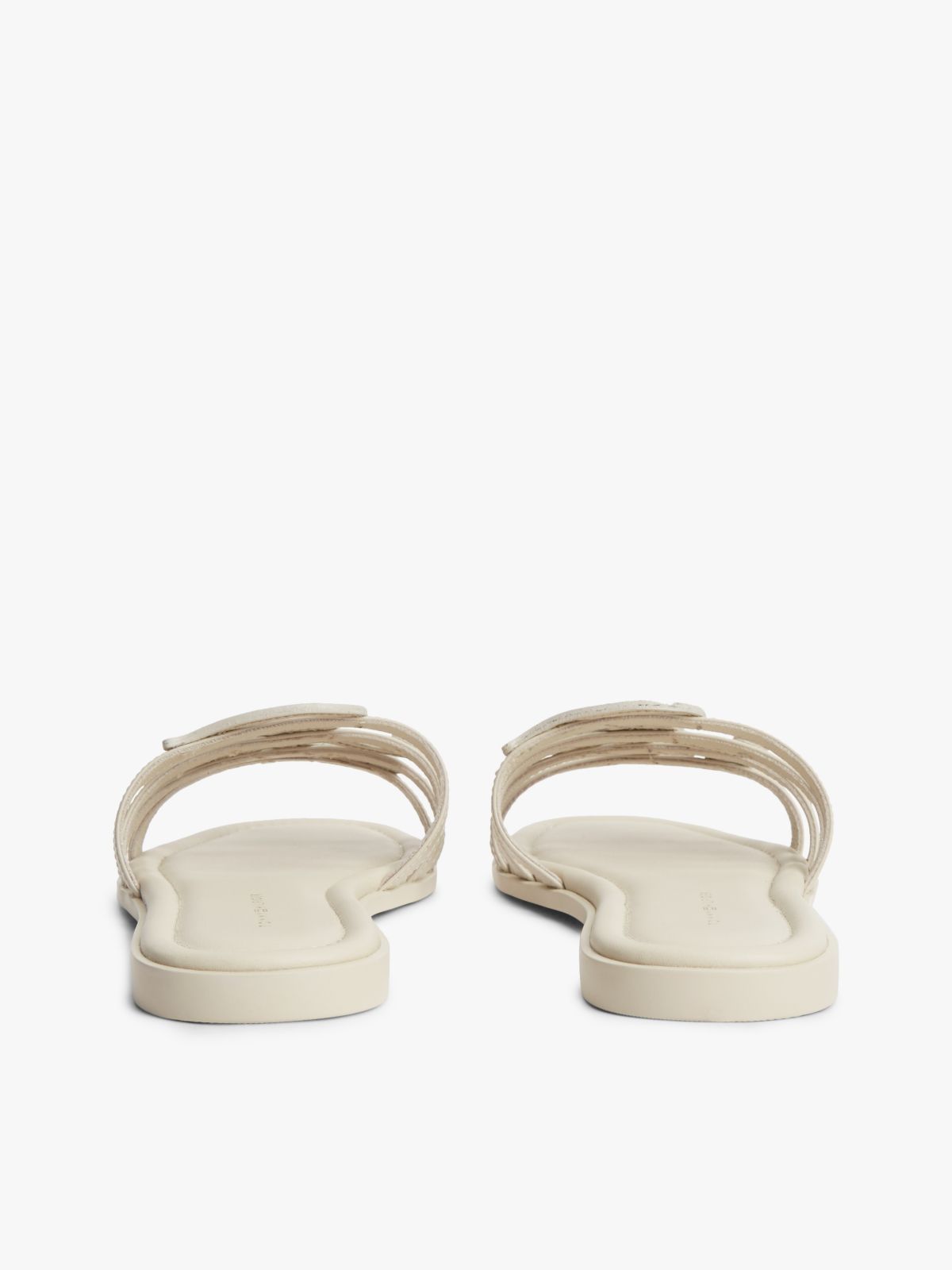 Logo Strap Leather Mules — Beige