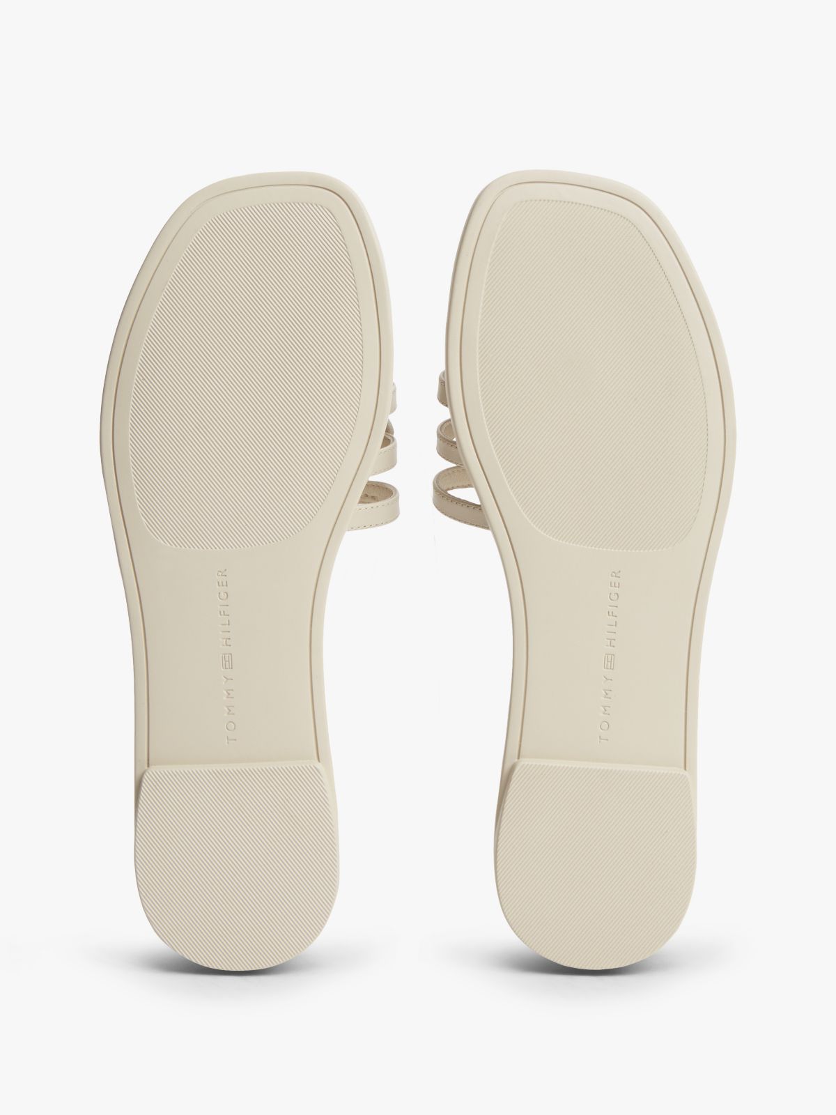 Logo Strap Leather Mules — Beige