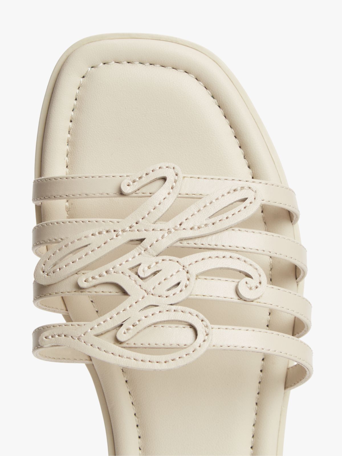 Logo Strap Leather Mules — Beige