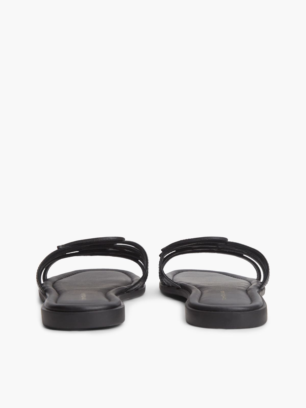 Logo Strap Leather Mules — Black