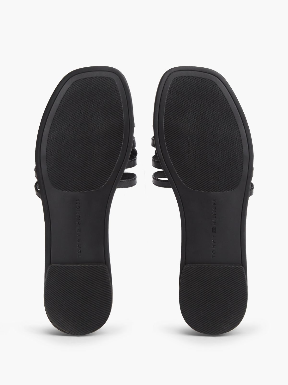 Logo Strap Leather Mules — Black