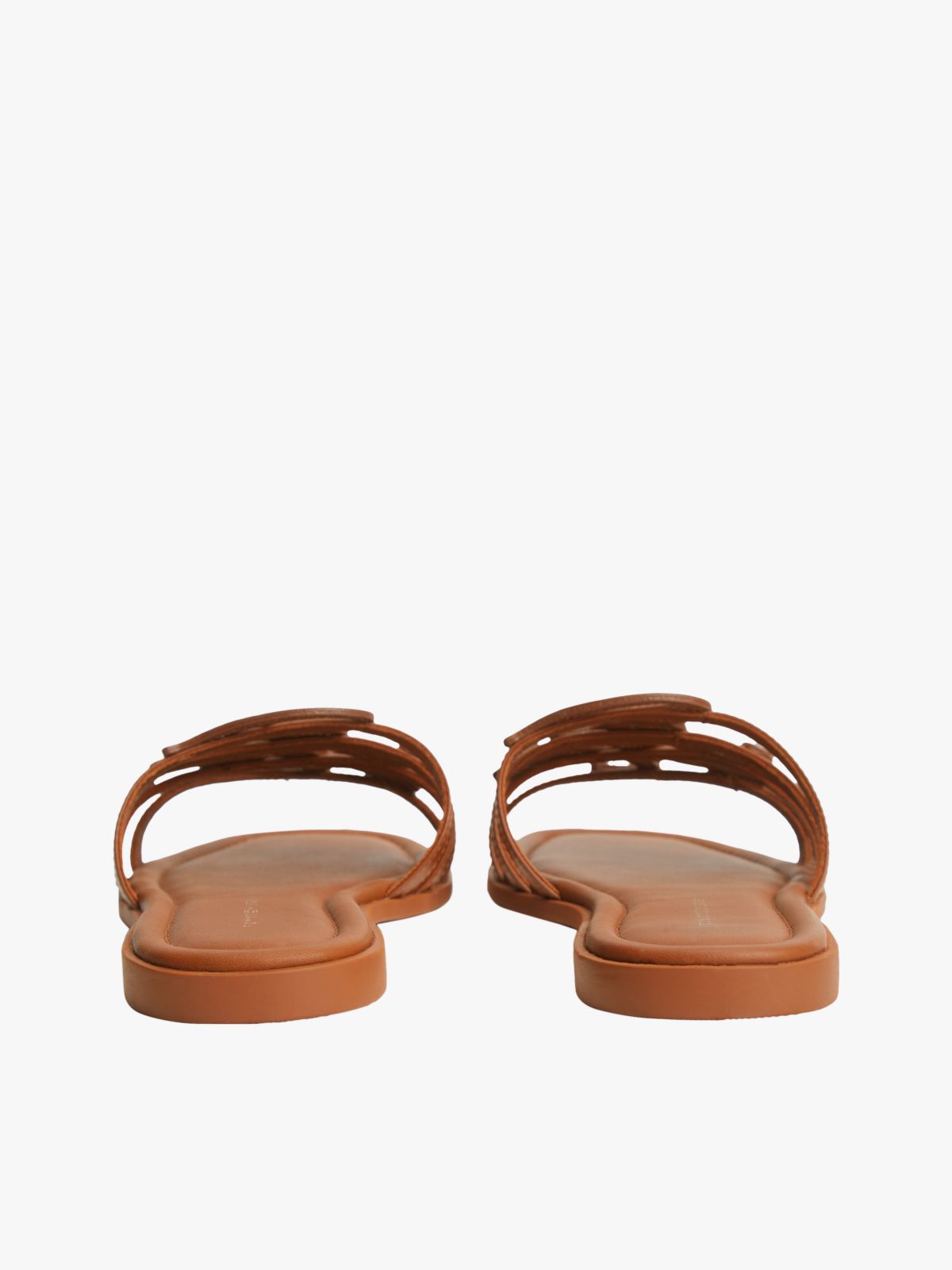 Logo Strap Leather Mules — Brown