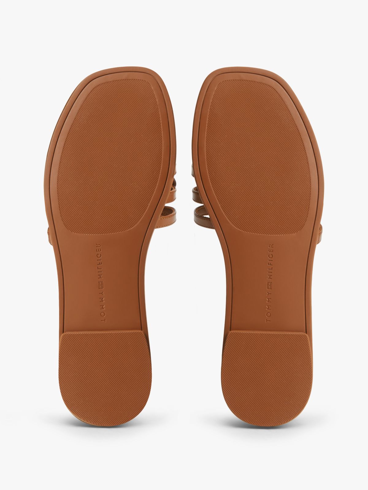 Logo Strap Leather Mules — Brown