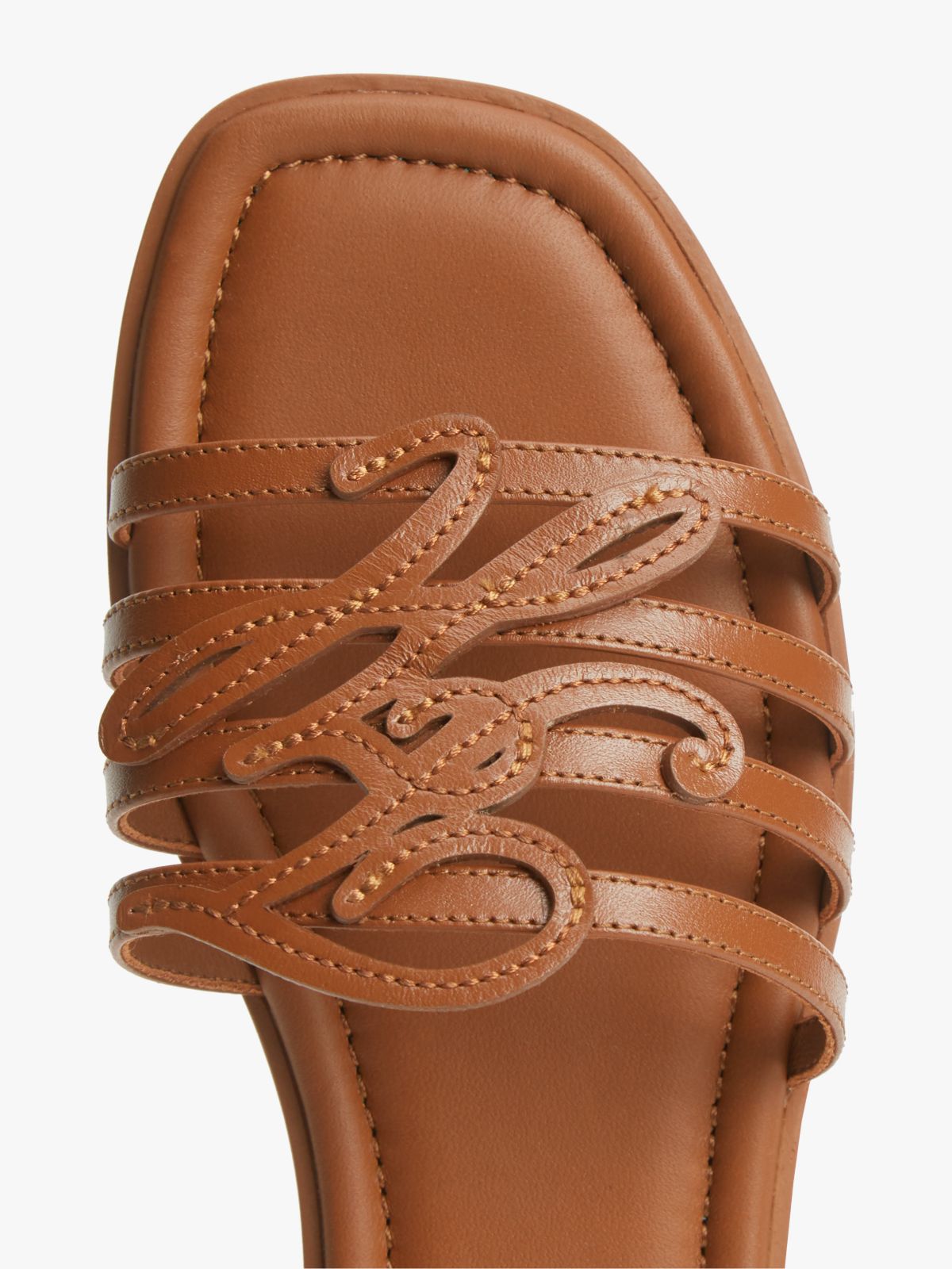 Logo Strap Leather Mules — Brown
