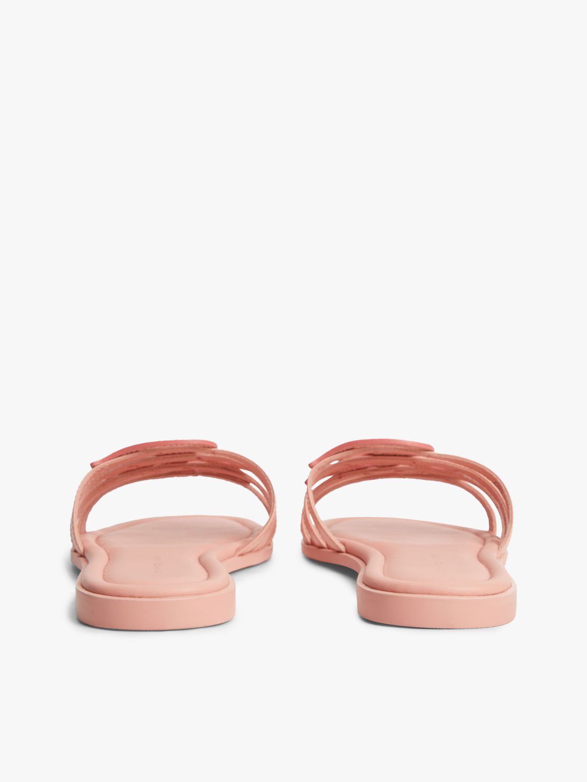 Logo Strap Leather Mules — Pink