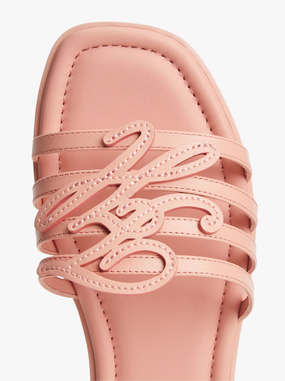 Logo Strap Leather Mules — Pink