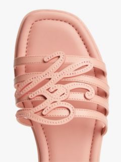 Logo Strap Leather Mules — Pink 6