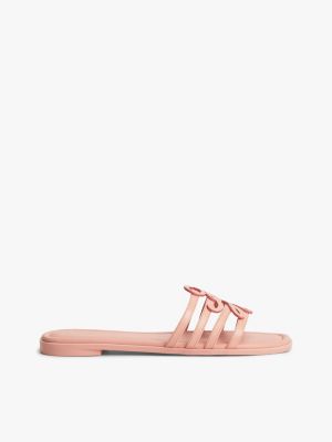 pink logo strap leather mules for women tommy hilfiger