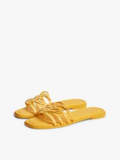 Logo Strap Leather Mules — Yellow 2