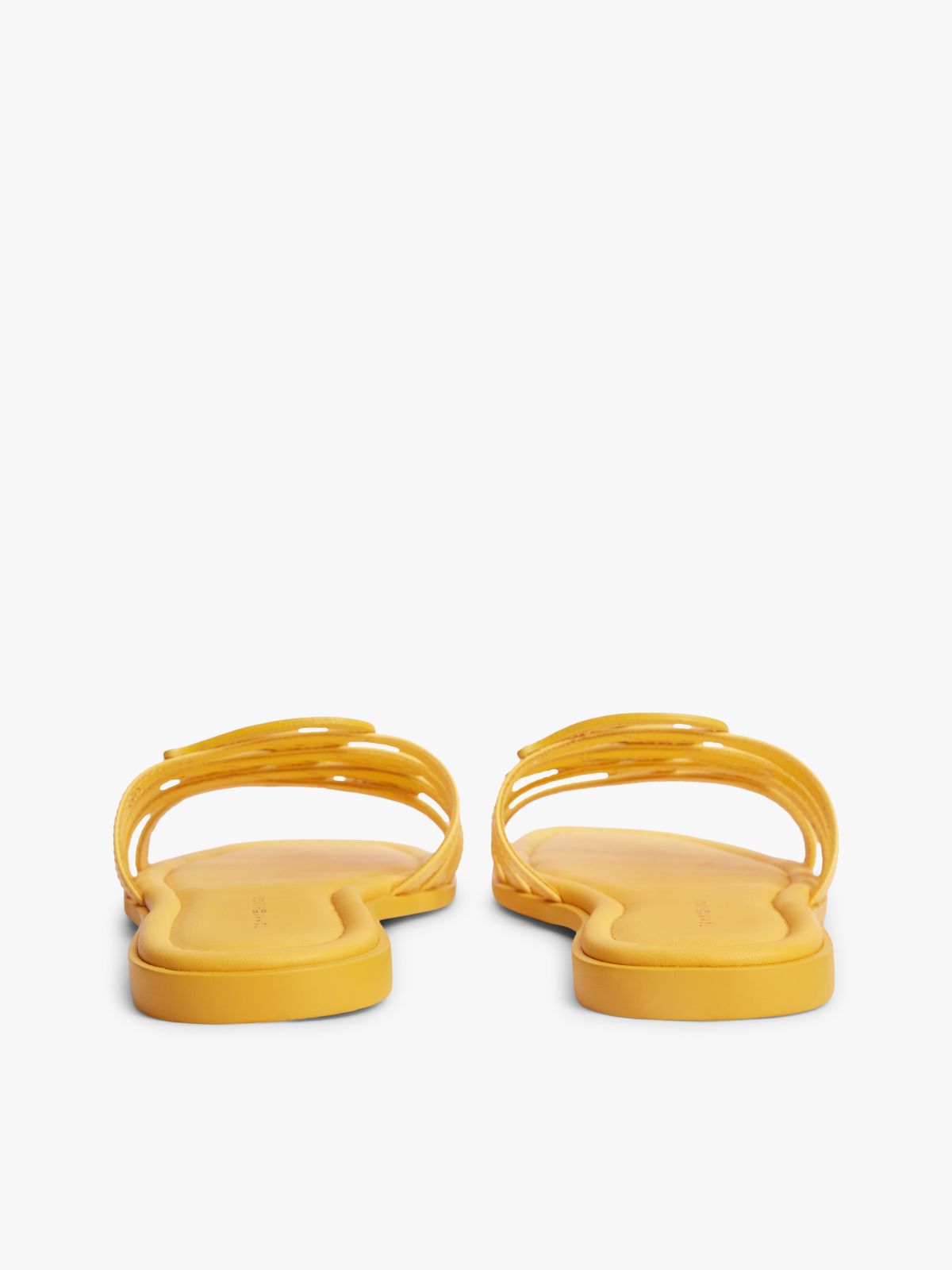 Logo Strap Leather Mules — Yellow