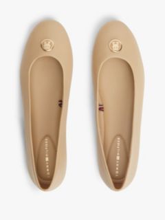 TH Monogram Plaque Leather Ballerinas — Beige 3