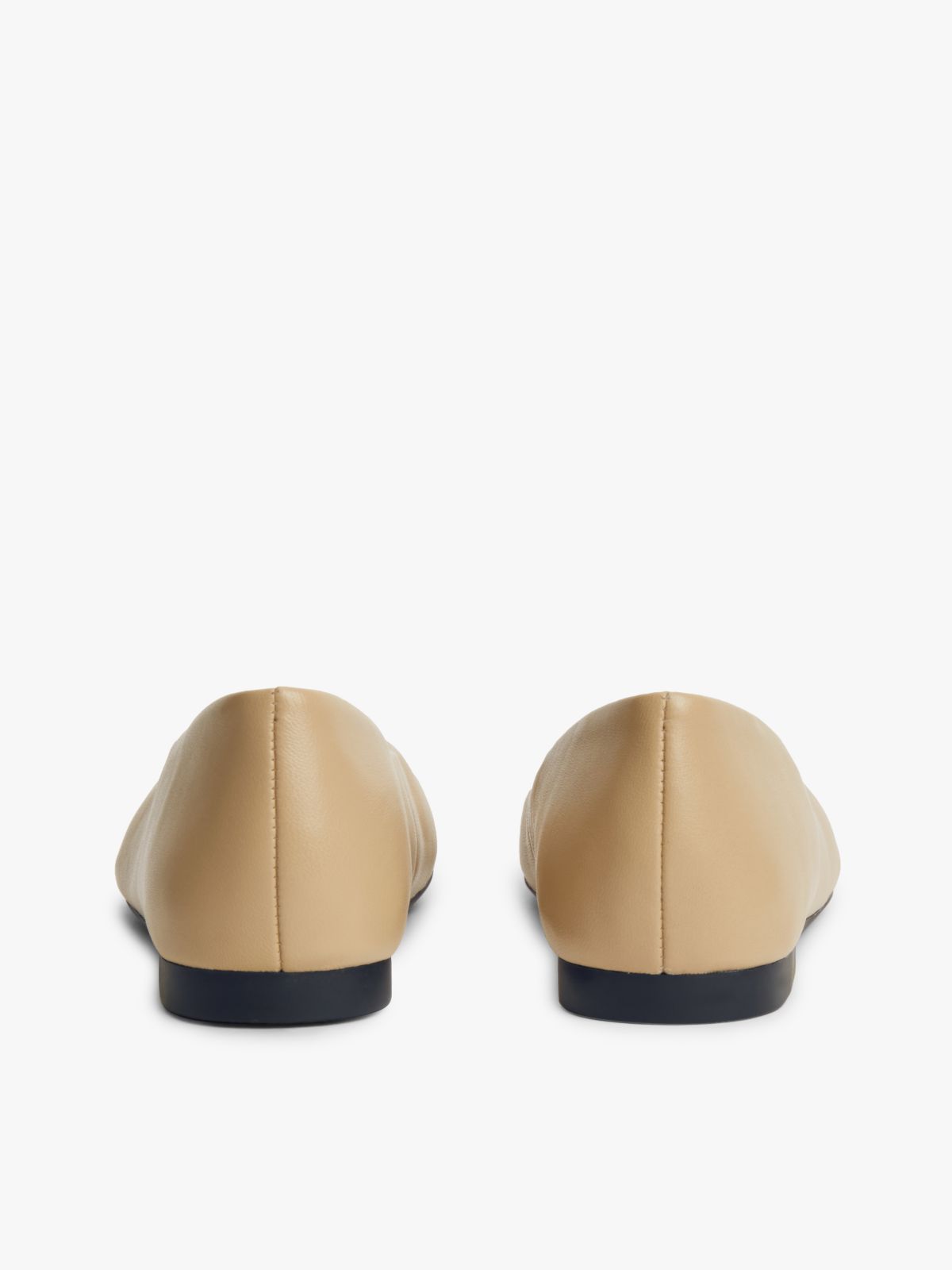 TH Monogram Plaque Leather Ballerinas — Beige