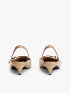 Leather Kitten Heel Slingbacks — Beige 4