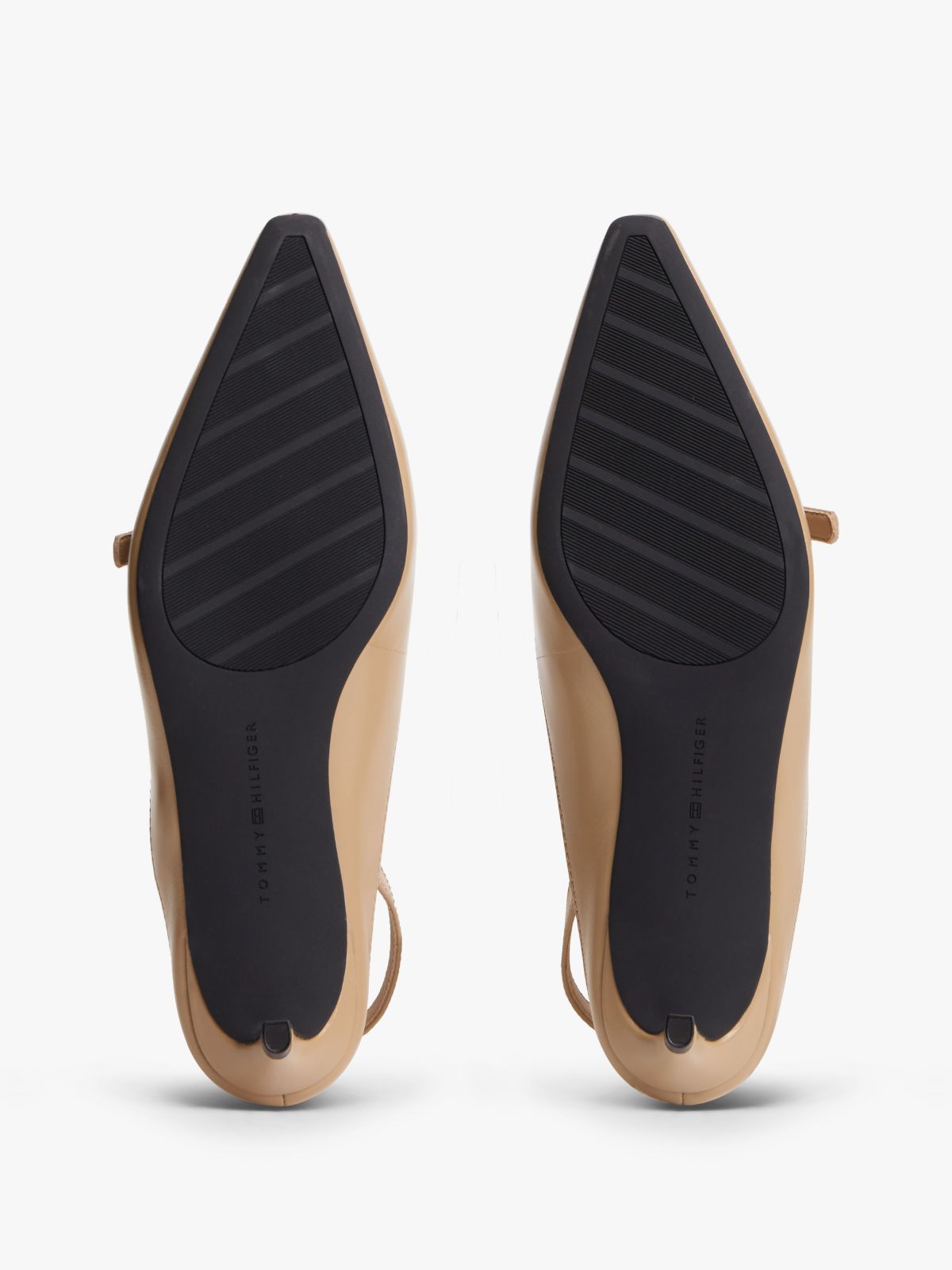 Leather Kitten Heel Slingbacks — Beige
