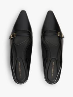 Leather Kitten Heel Slingbacks — Black 3