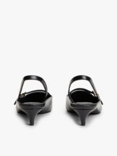 Leather Kitten Heel Slingbacks — Black 4