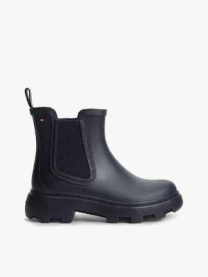 bottes de pluie crantées en caoutchouc à drapeau blue pour femmes tommy hilfiger
