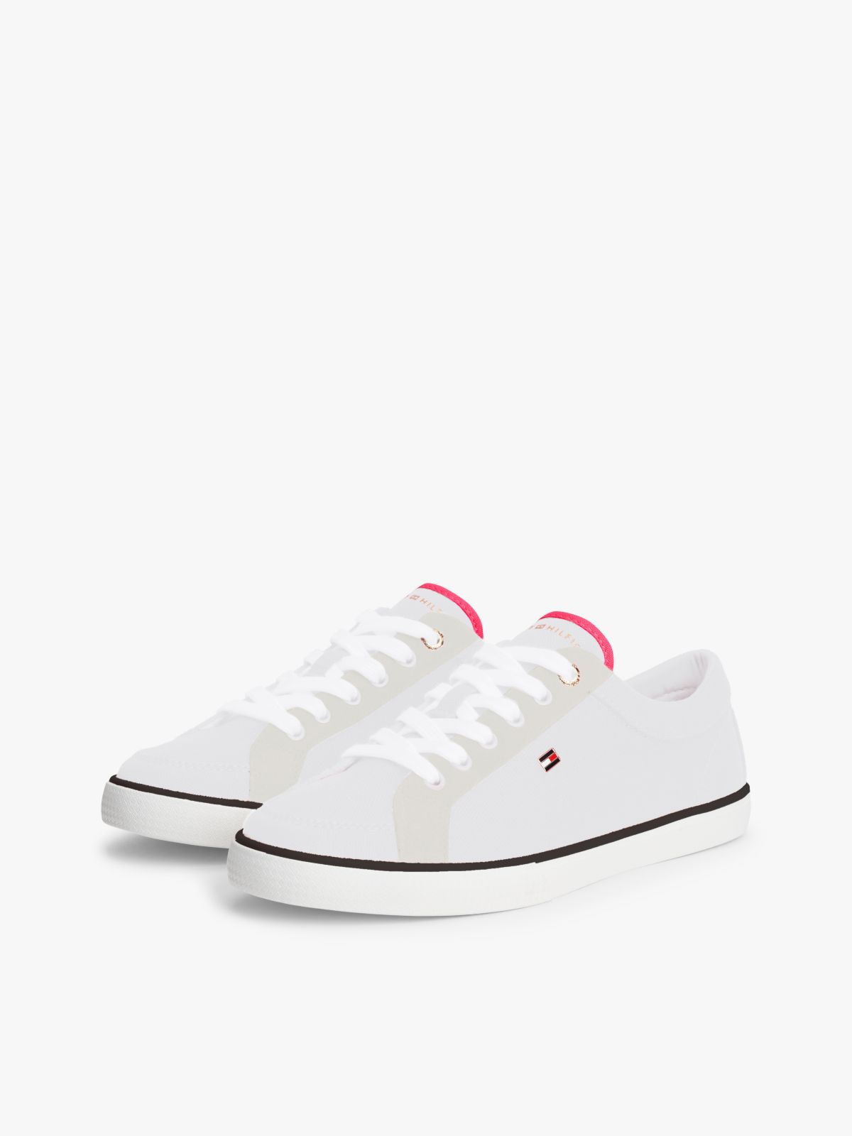 Canvas Enamel Flag Trainers — White