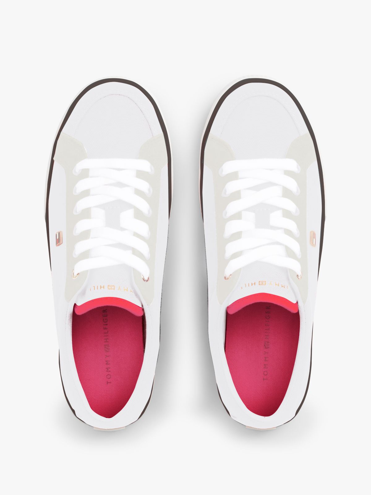 Canvas Enamel Flag Trainers — White