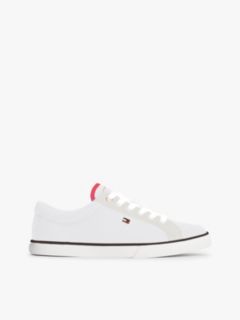 Canvas Enamel Flag Trainers — White 1