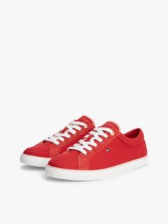 Canvas Enamel Flag Trainers — Red 2