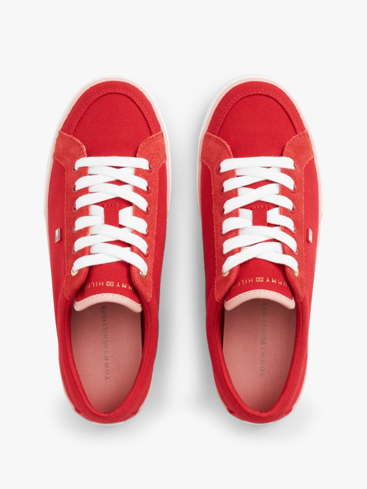 Canvas Enamel Flag Trainers — Red