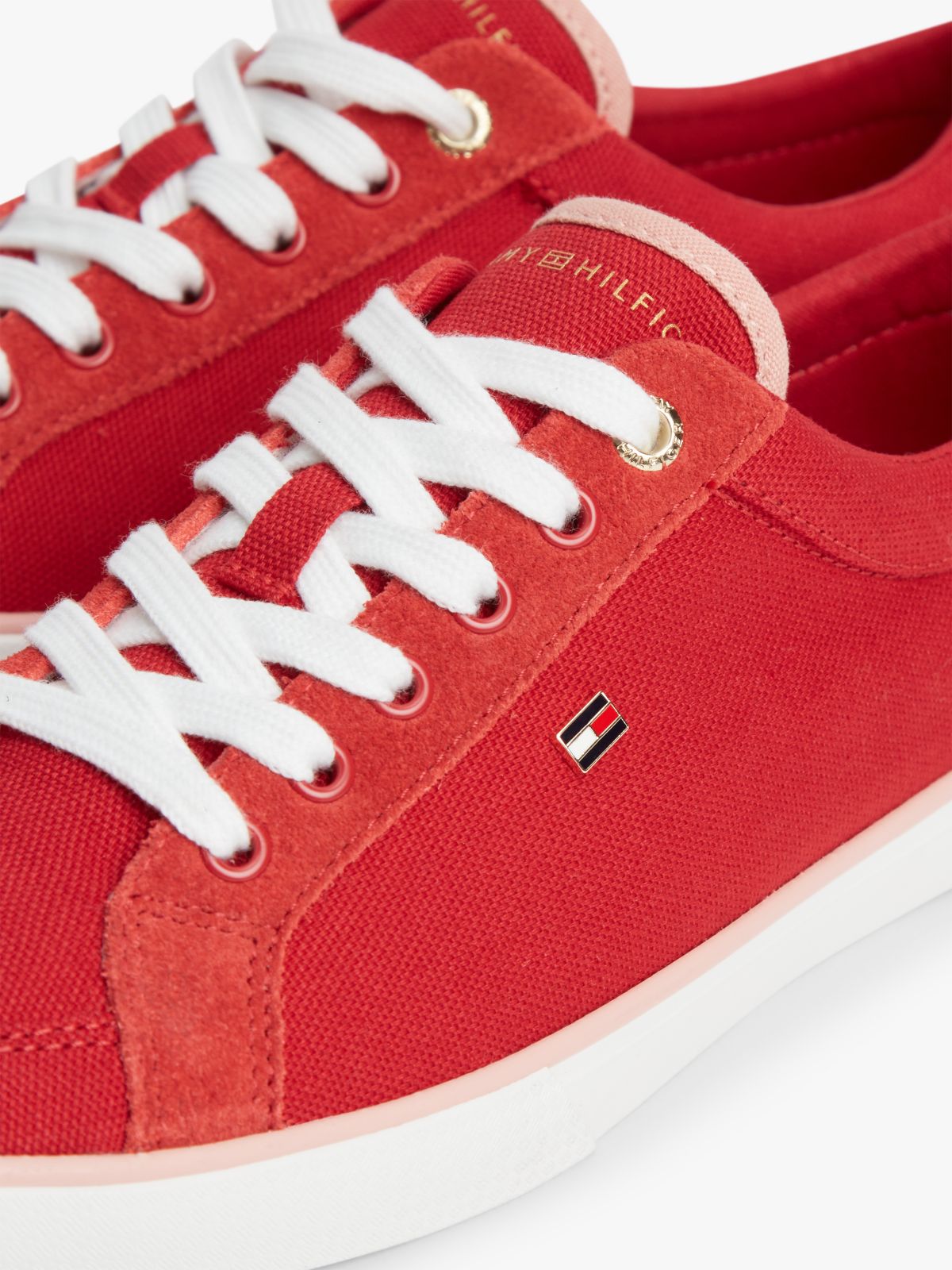 Canvas Enamel Flag Trainers — Red