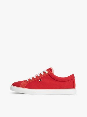 red canvas enamel flag trainers for women tommy hilfiger