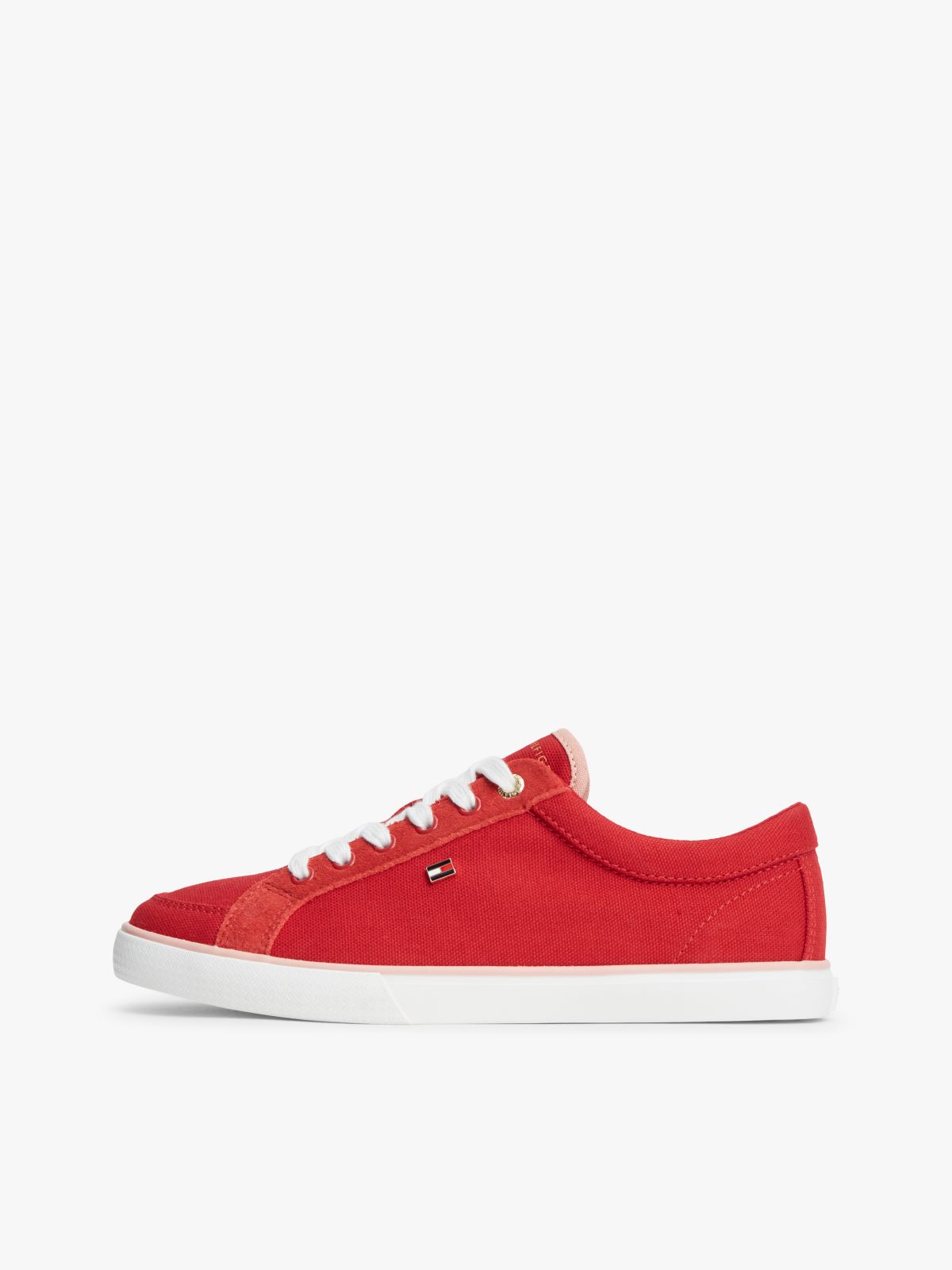 Canvas Enamel Flag Trainers — Red