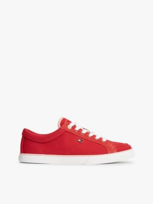 red canvas enamel flag trainers for women tommy hilfiger